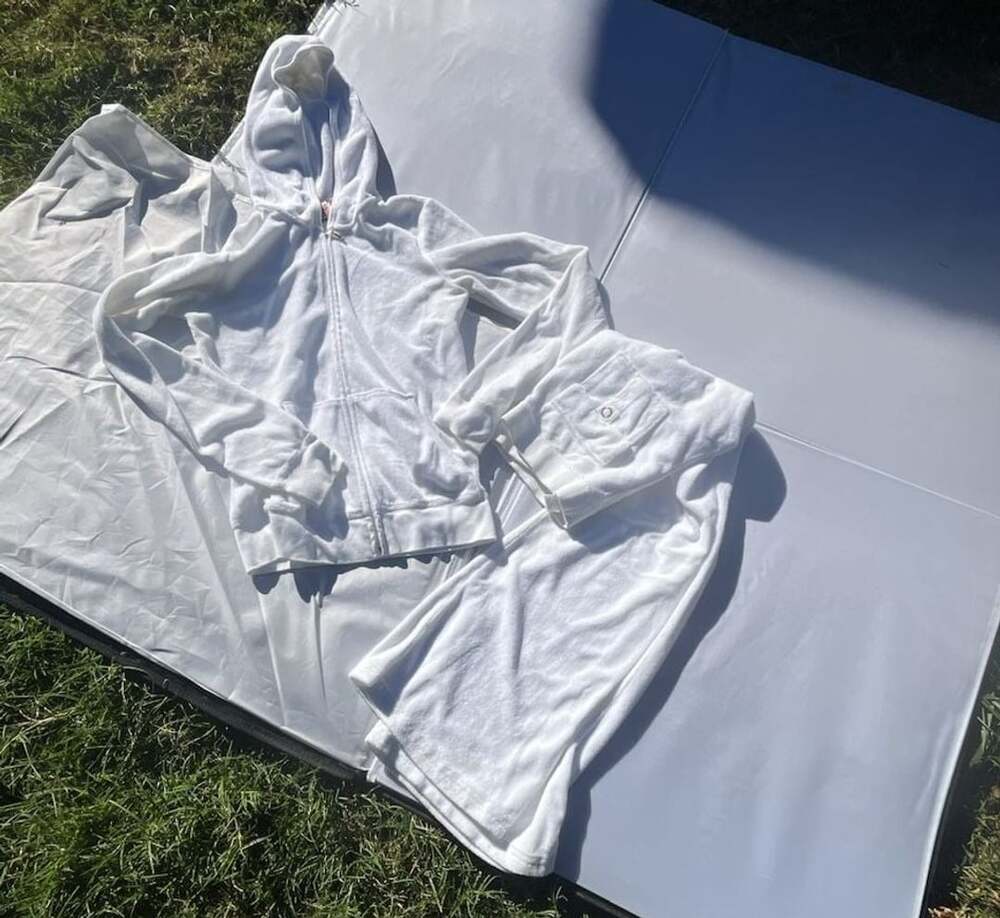 Juicy Couture Tracksuit Size P White Terry Cloth Hoodie and Pants Set